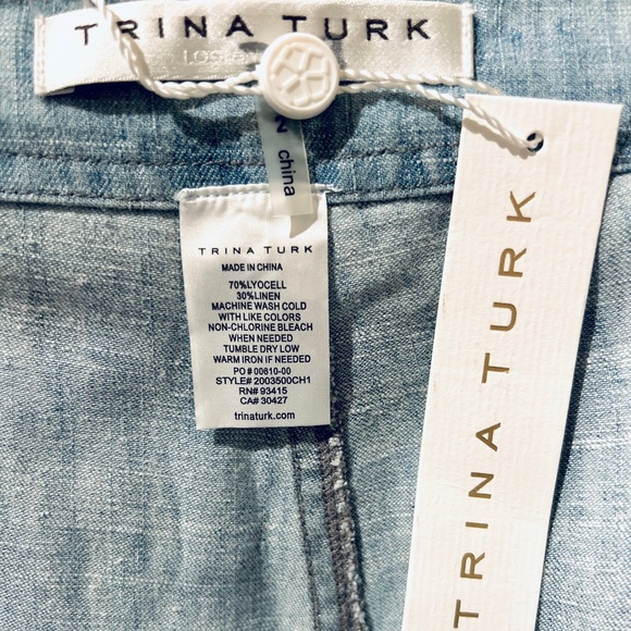 TRINA TURK  DURAN STRAIGHT-LEG CHAMBRAY PANTS /  SIZE 2. - Picture 4 of 5